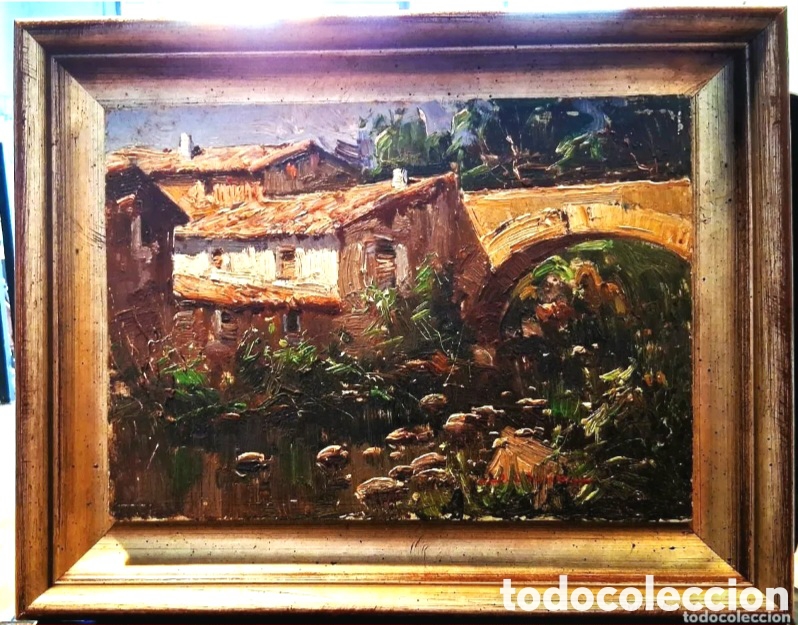Kunst: JUAN LLUNA LLERMA (GODELLA,1933-2019) &rdquo;LI&Eacute;BANA,SANTANDER&rdquo; &Oacute;LEO SOBRE TABLA (20.5 x 27.5)