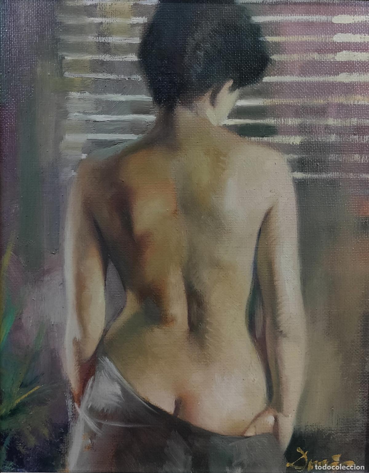Arte: DESNUDO FEMENINO DE ESPALDAS. BENET DOMINGO (?). &Oacute;LEO SOBRE LIENZO. ESPA&Ntilde;A. SIGLO XX.