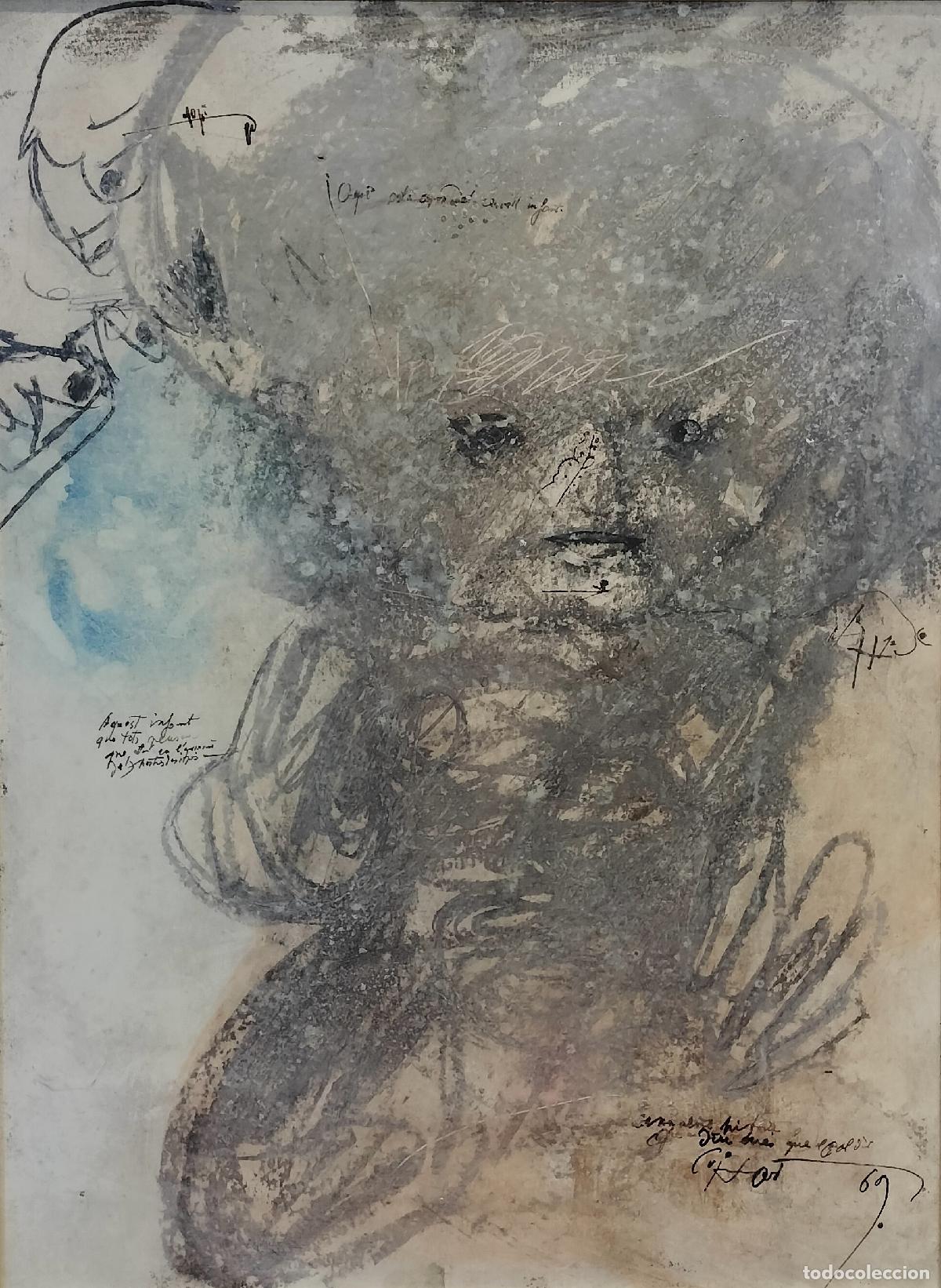 Arte: COMPOSICI&Oacute;N ABSTRACTA DE ESTILO INFORMALISTA. MODEST CUIXART. T&Eacute;CNIXA MIXTA SOBRE PAPEL. ESPA&Ntilde;A. XX