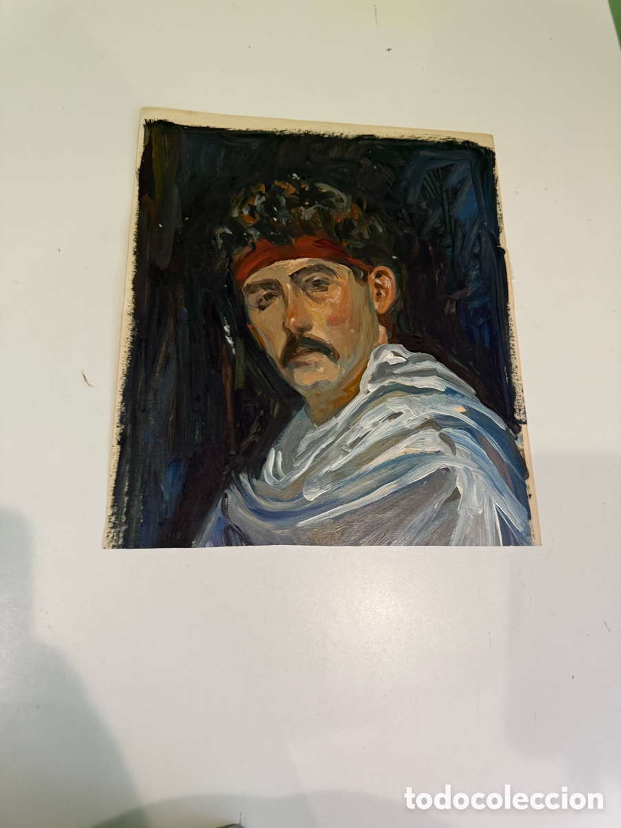 Arte: Carles Prun&eacute;s (1937-2017) &ndash; Posible autorretrato, &oacute;leo original sobre papel, 37 x 30 cm
