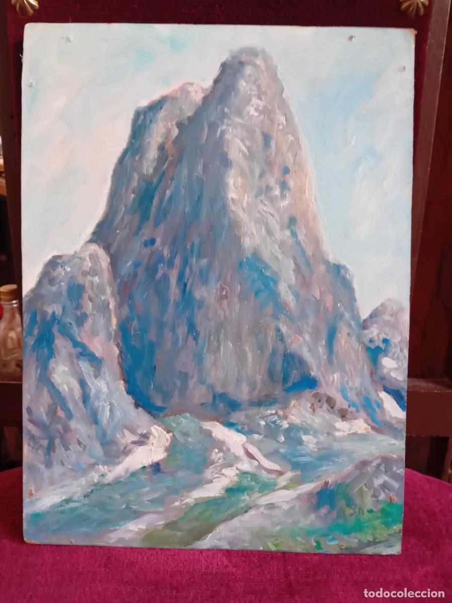 Arte: Paisaje monta&ntilde;oso &oacute;leo sobre cart&oacute;n piedra