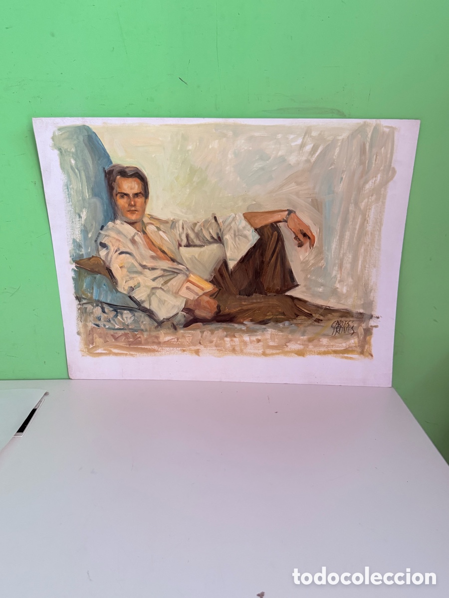 Arte: Carles Prun&eacute;s (1937-2017) &ndash; Figura masculina reclinada sobre papel, firmado, 50x65 cm