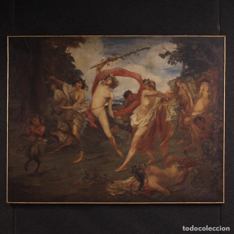 Arte: Pintura mitol&oacute;gica firmada por Vera Willoughby y fechada en 1911, Bacanal