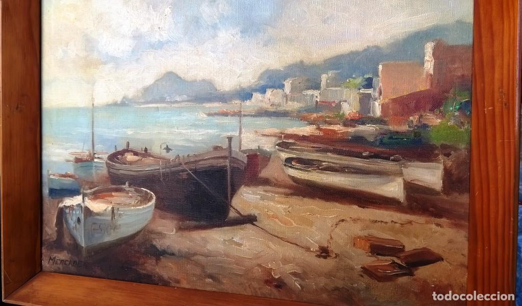 Arte: BARCOS EN EL MAR APARCADOS EN LA PLAYA