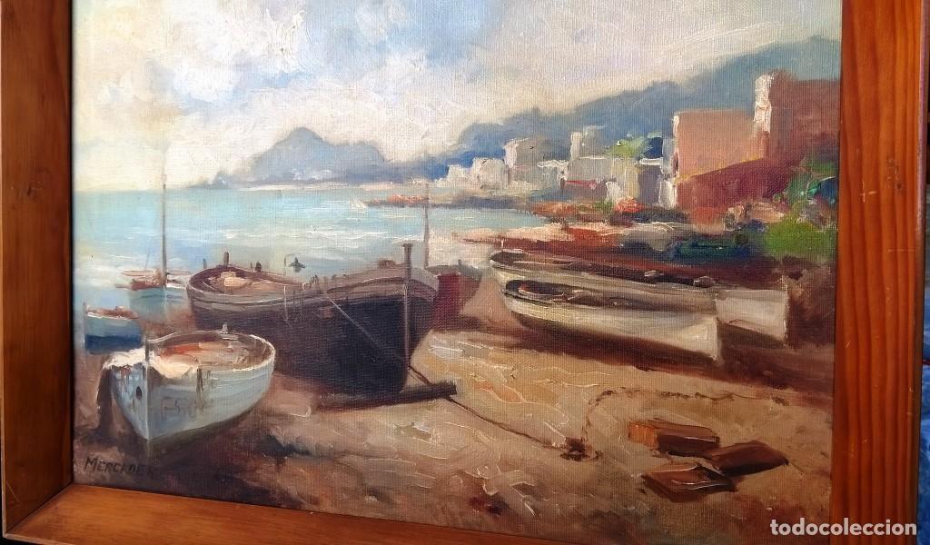 Arte: BARCOS EN EL MAR APARCADOS EN LA PLAYA. MERCADER - Foto 3