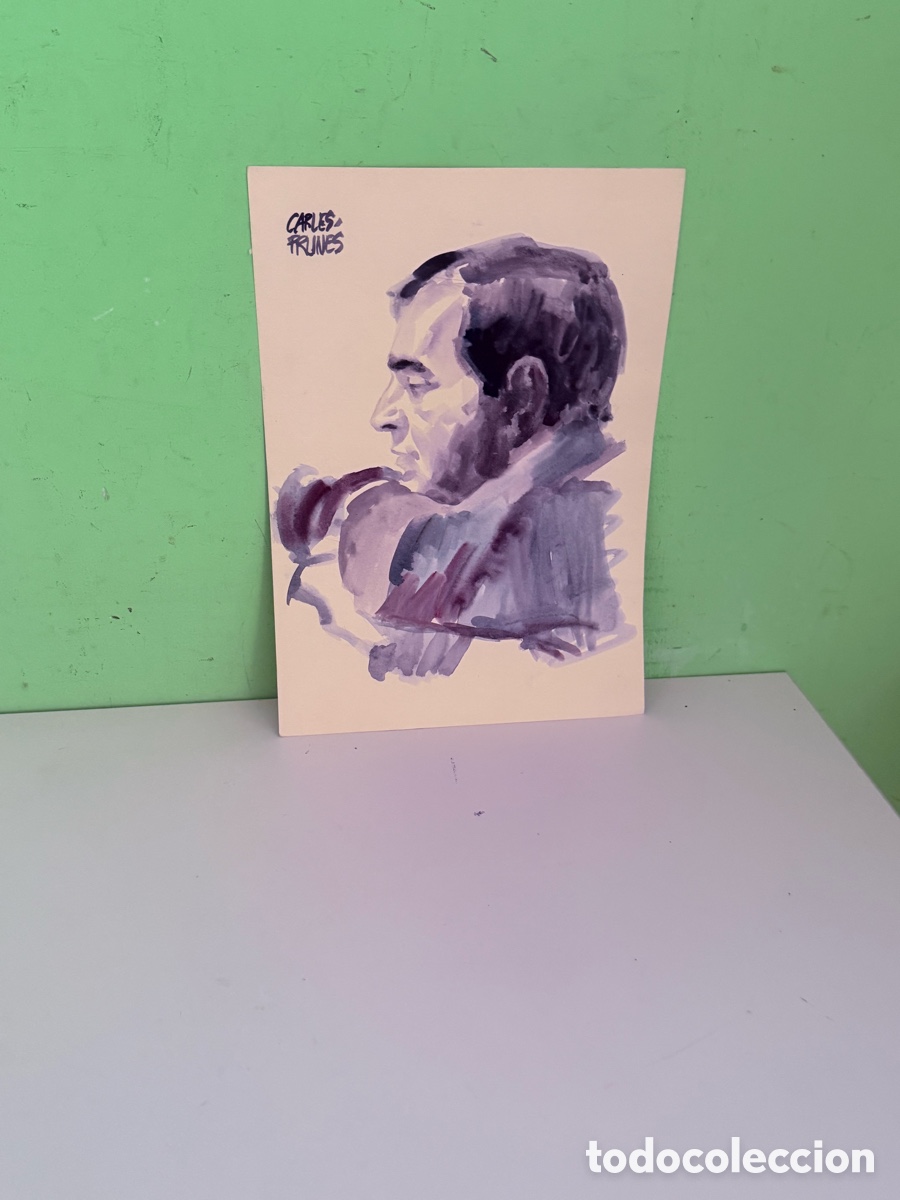 Arte: Carles Prun&eacute;s (1937-2017) &ndash; Retrato masculino sobre papel firmado (40 x 30 cm)