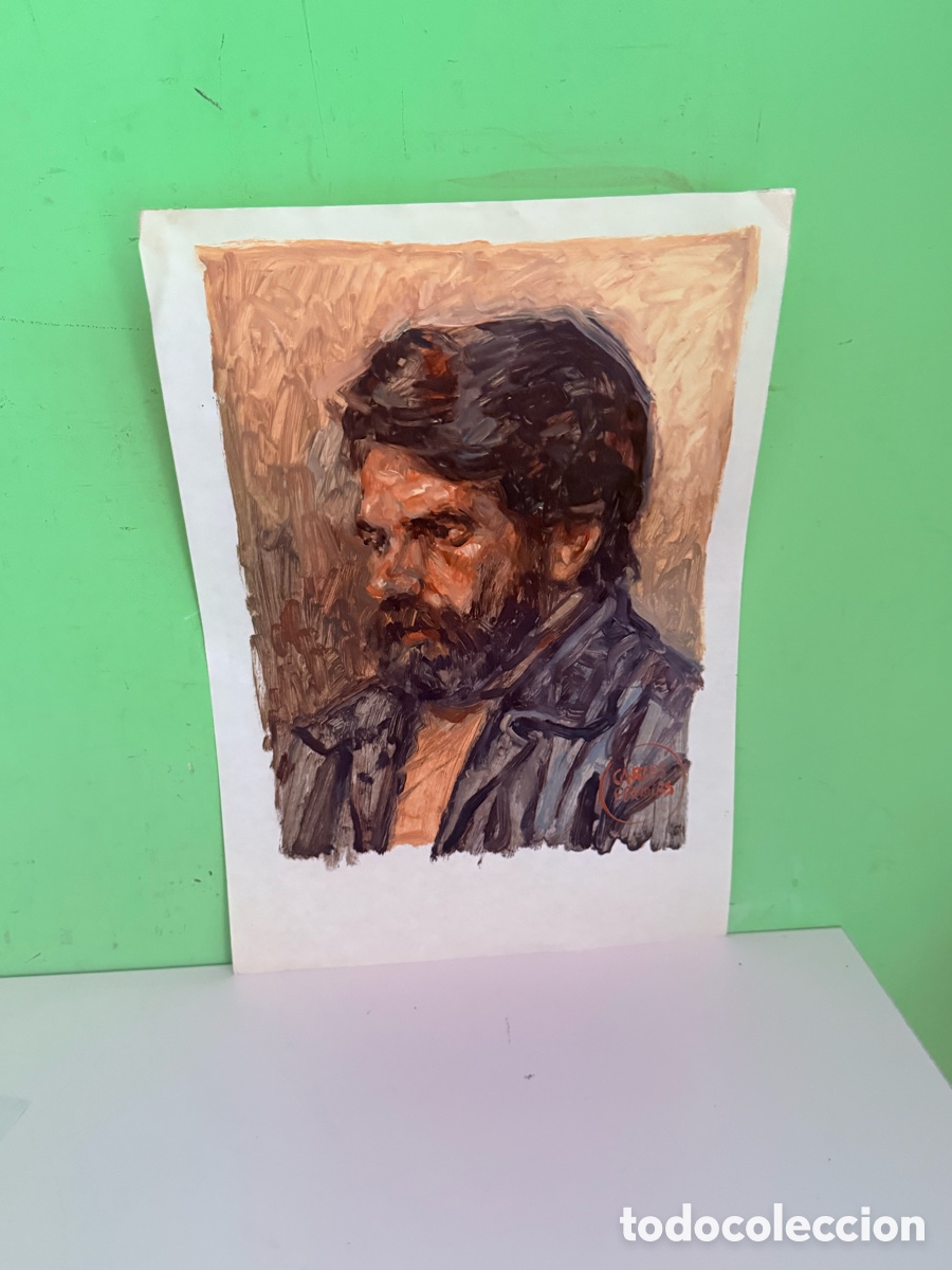 Arte: Carles Prun&eacute;s (1937-2017) &ndash; &Oacute;leo sobre papel, retrato masculino firmado (50 x 35 cm)
