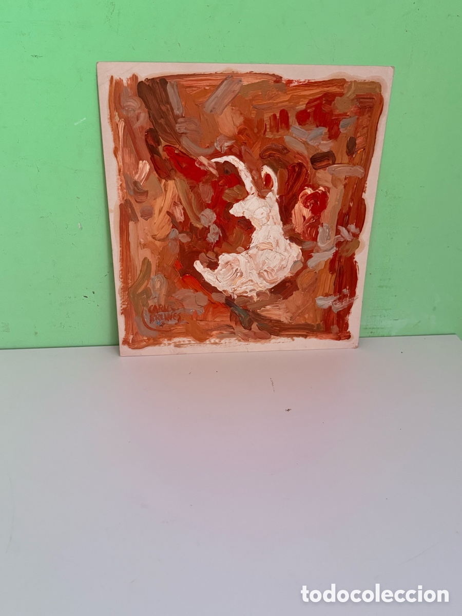 Arte: Carles Prun&eacute;s (1937-2017) &ndash; &Oacute;leo sobre papel, composici&oacute;n expresionista firmada (32 x 29 cm)
