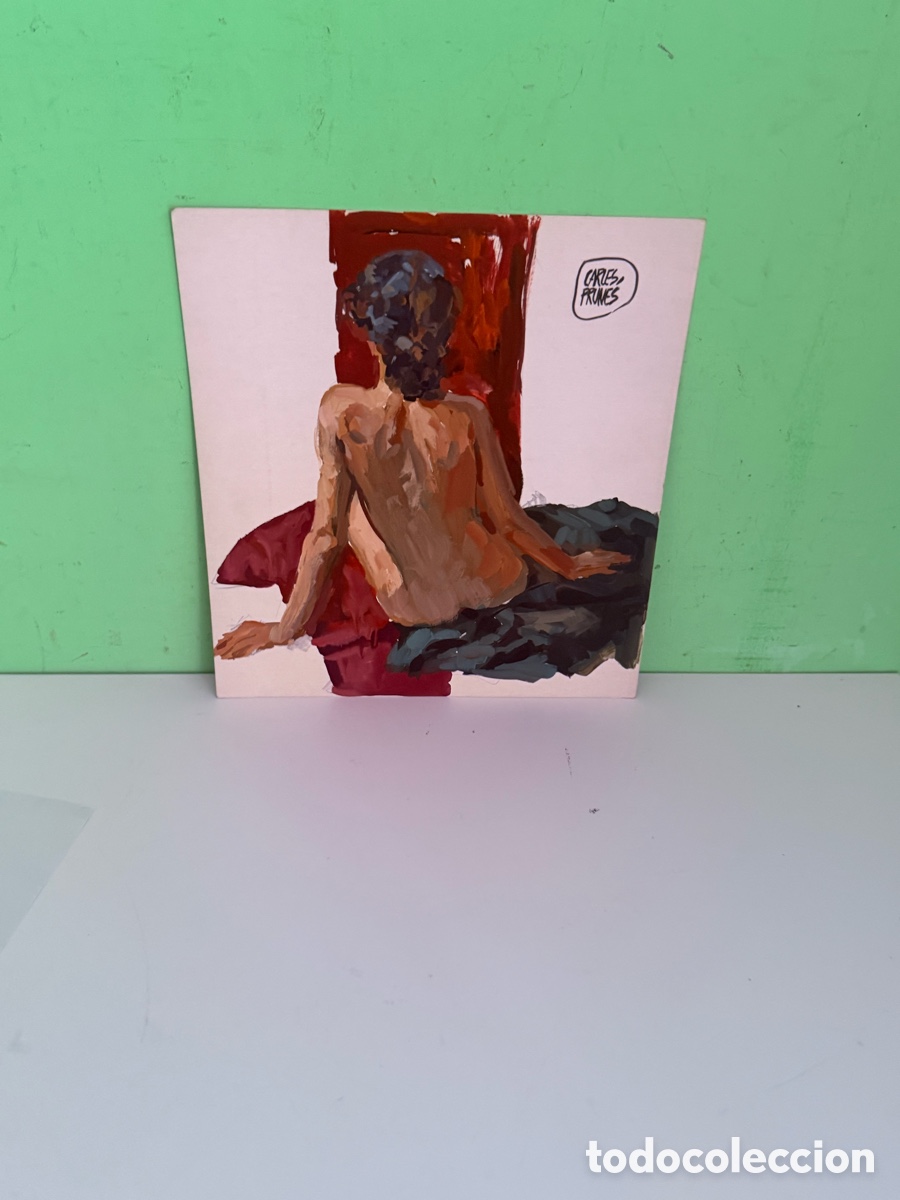 Arte: Carles Prun&eacute;s (1937-2017) &ndash; &Oacute;leo sobre papel, desnudo femenino de espaldas firmado (32 x 29 cm)
