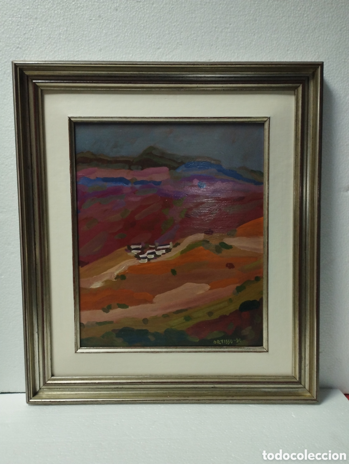 Arte: PAISAJE OLEO SOBRE CARTON FIRMADO ORTISSO, MED. OLEO 29X34 CM. MARCO 43X49 CM.