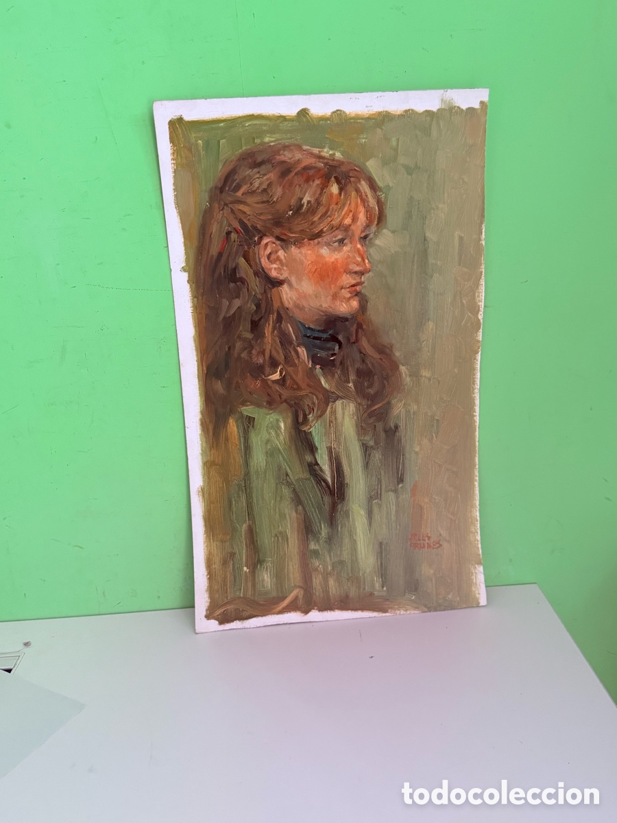 Arte: Carles Prun&eacute;s (1937-2017) &ndash; Retrato femenino de perfil, &oacute;leo sobre papel (64 &times; 38 cm)