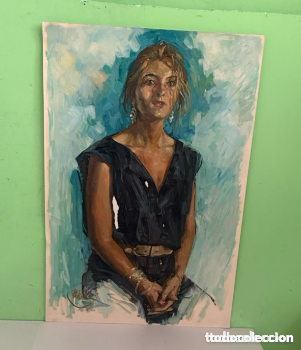 Arte: Carles Prun&eacute;s (1937-2017) &ndash; Retrato femenino, &oacute;leo sobre lienzo firmado (80 x 50 cm)
