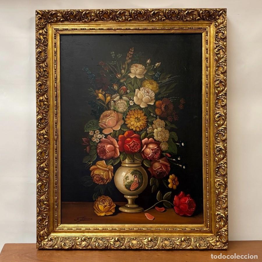 Arte: Bodeg&oacute;n Flores en Marco Dorado