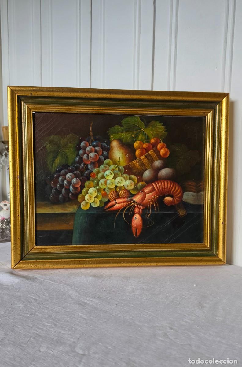 Arte: Espectacular Bodeg&oacute;n Original Neo-Barroco al &Oacute;leo sobre Lienzo Mediados del S. XX (Con elegante mar