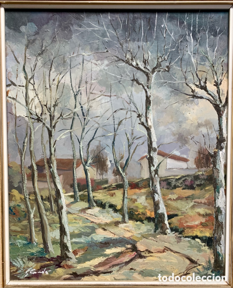 Arte: Cord&oacute;?, paisaje rural, 32x39,5 obra y 50x57 con marco