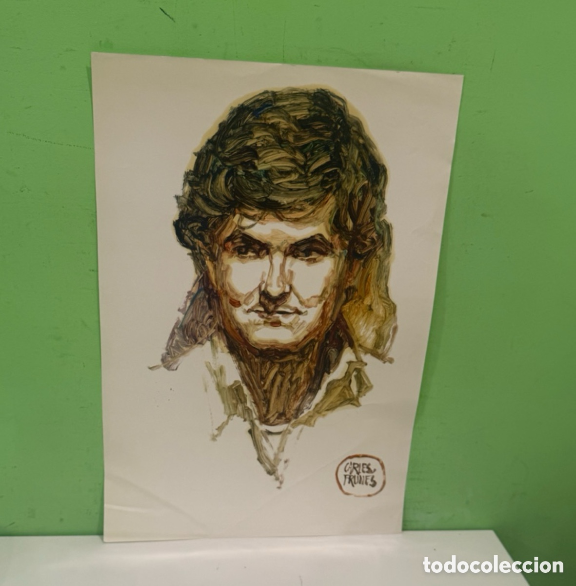 Arte: Carles Prun&eacute;s (1937-2017) &ndash; Retrato masculino, &oacute;leo sobre papel &ndash; Firmado &ndash; 52 &times; 34 cm