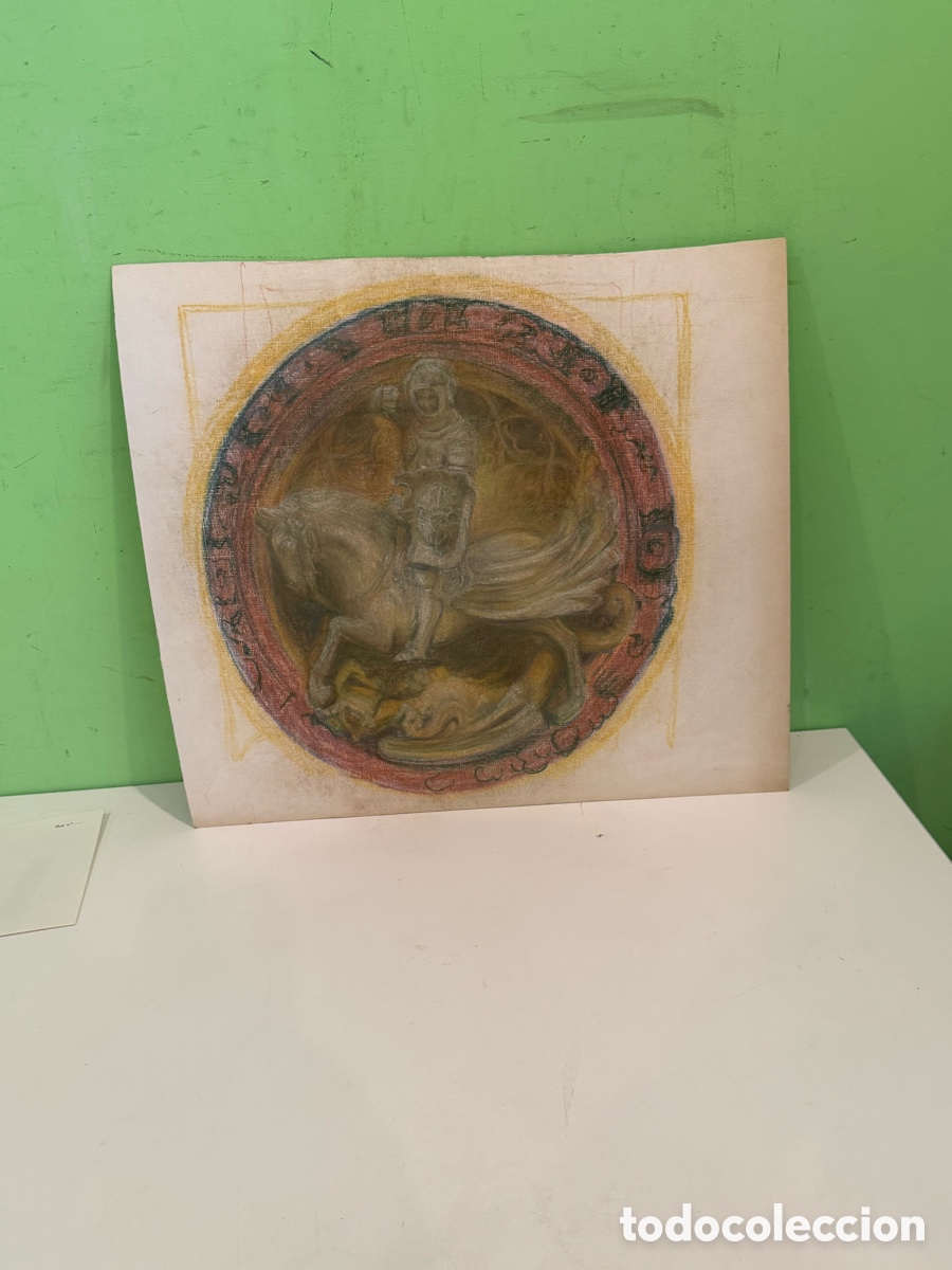 Arte: Carles Prun&eacute;s (1937-2017) Pastel sobre papel &ndash; Sant Jordi (50 &times; 65 cm)