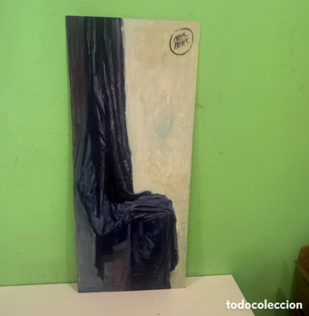 Arte: Carles Prun&eacute;s (1937-2017) &Oacute;leo sobre tablex &ndash; Estudio de pa&ntilde;os firmado (70 &times; 30 cm)