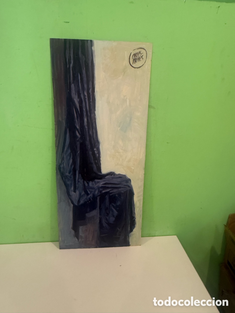 Arte: Carles Prun&eacute;s (1937-2017) &Oacute;leo sobre tablex &ndash; Estudio de pa&ntilde;os firmado (70 &times; 30 cm)