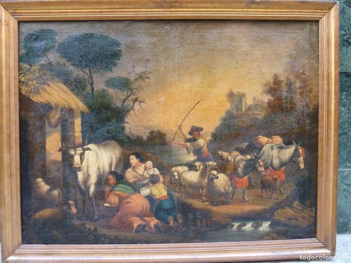 Arte: Manuel Barr&oacute;n, circulo. Paisaje pastores S-XIX
