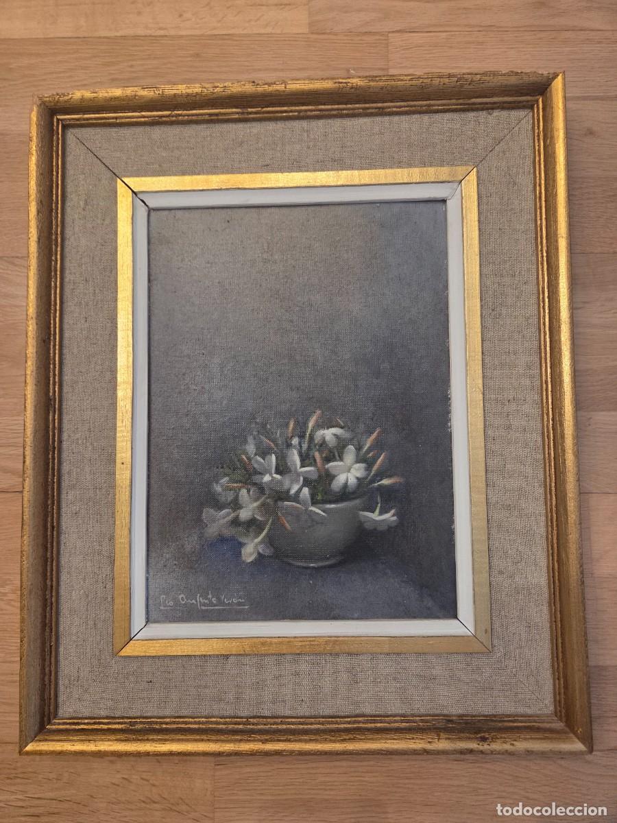 Arte: &Oacute;leo original de P&iacute;o Augusto Verd&uacute; - Bodeg&oacute;n de Jazmines (24x33 cm)