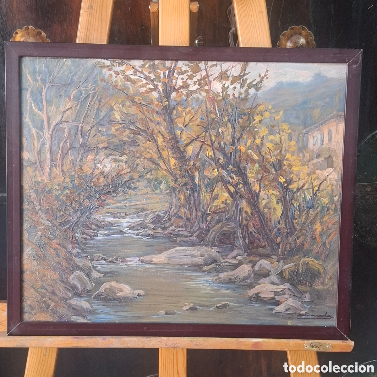 Arte: OLEO SOBRE LIENZO. FIRMADO MIRANDA 78. TITULO : RIACHUELO. EL REGATO. VIZCAYA.