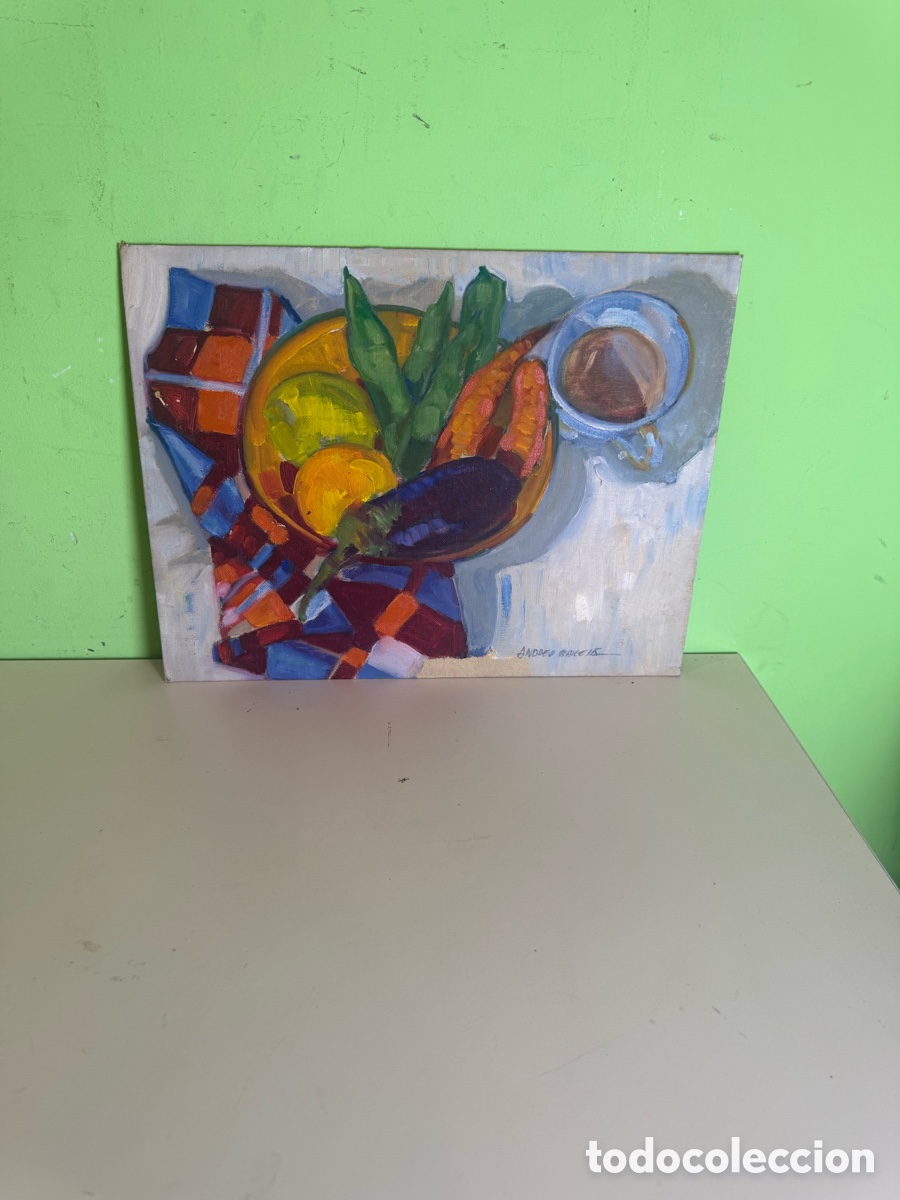 Arte: Andreu Balcells (Bruguera) &oacute;leo sobre tabla, bodeg&oacute;n firmado 35 x 27 cm
