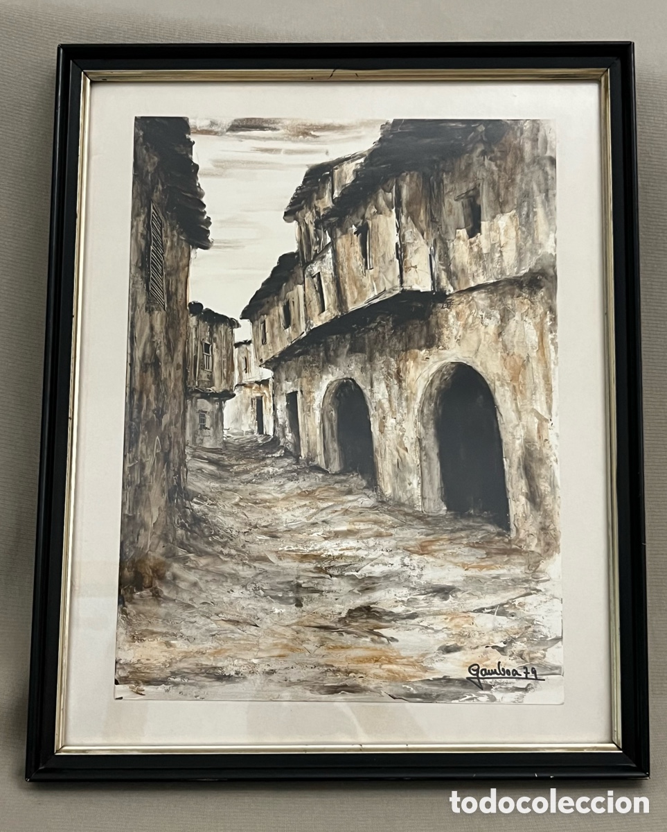 Arte: Antigua pintura realizada a mano - &Oacute;leo o acr&iacute;lico en papel - Firmada Gamboa - C&aacute;ceres?