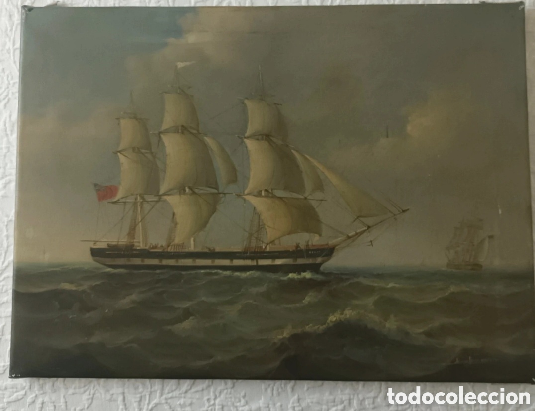 Arte: Cuadro marina antigua en lienzo 40x56cm