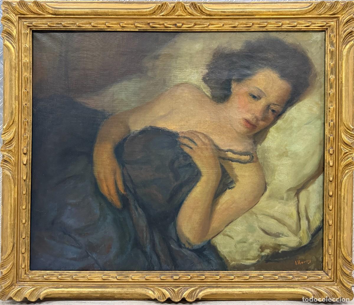 Arte: Josep Lloveras i Feliu. Mujer reclinada. &Oacute;leo sobre lienzo. 60 x 73 cm