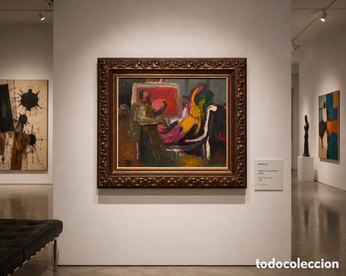 Arte: JOAN GARC&Iacute;A RIPOLL&Eacute;S(1932). &ldquo;El artista y la modelo&rdquo;, 1964. A&ntilde;os 60 muy buscado