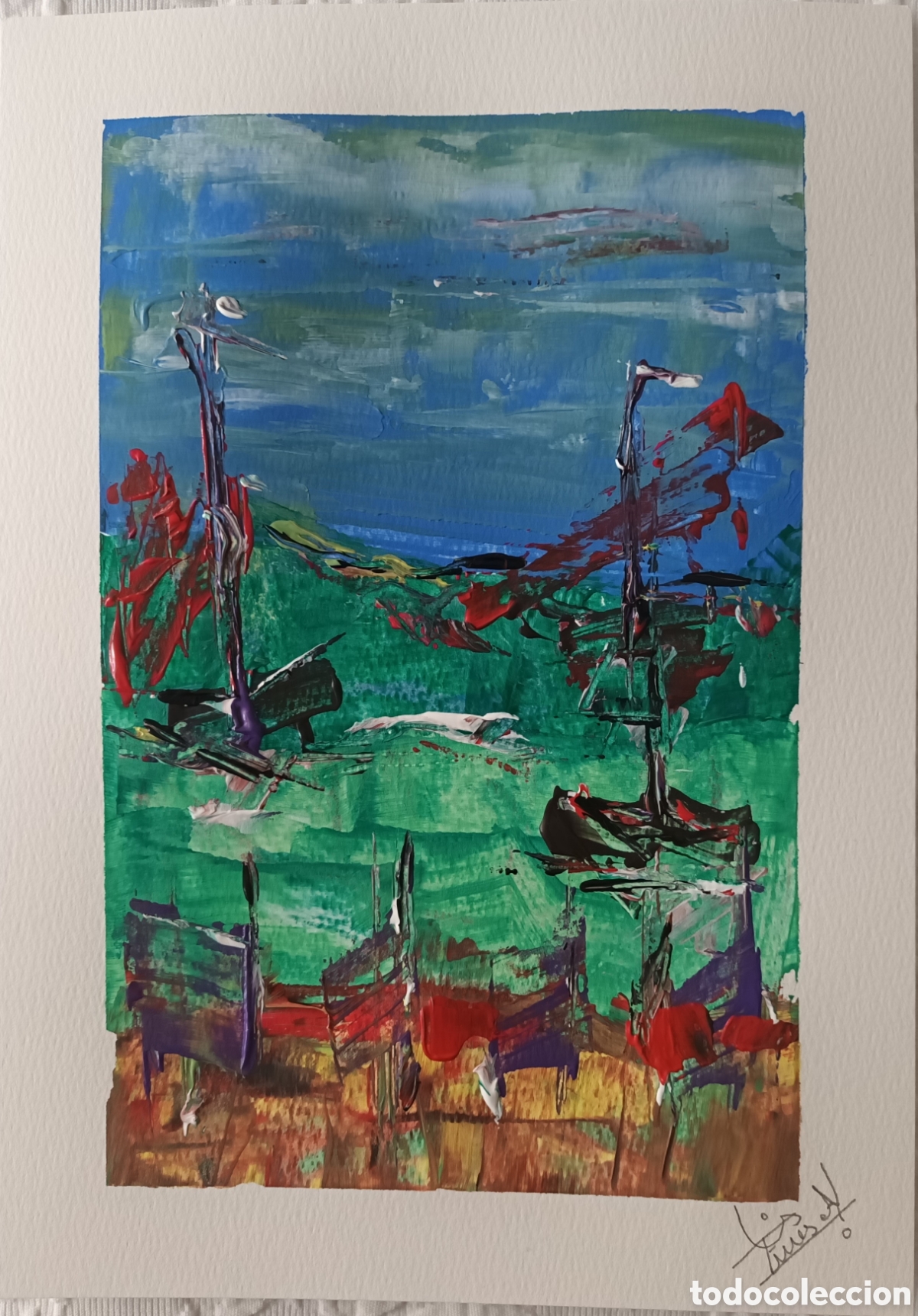 Arte: Lamina abstracta decorativa 21x29 cm original