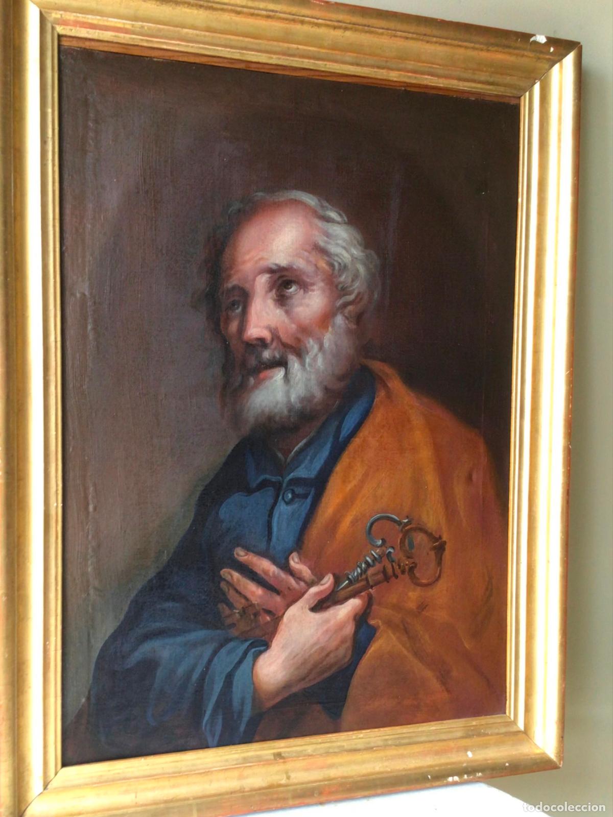 Arte: ANTIGUA PINTURA SIGLO XIX . OLEO SOBRE LIENZO ORIGINAL ,SAN PEDRO