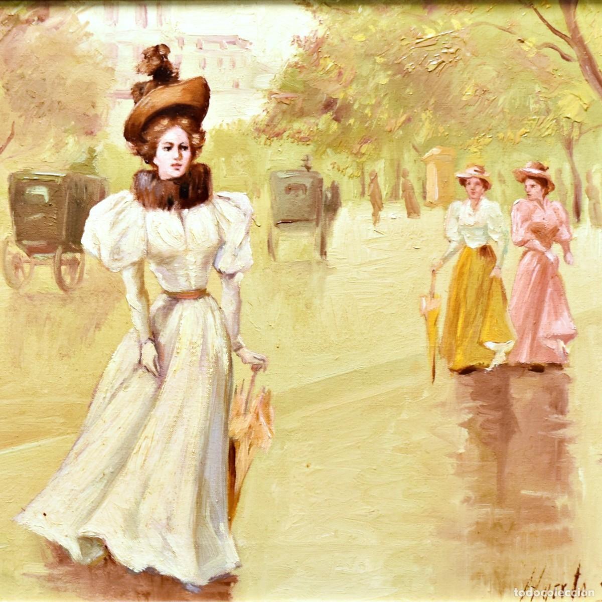 Art: Oleo sobre lienzo firmado - Dama parisina