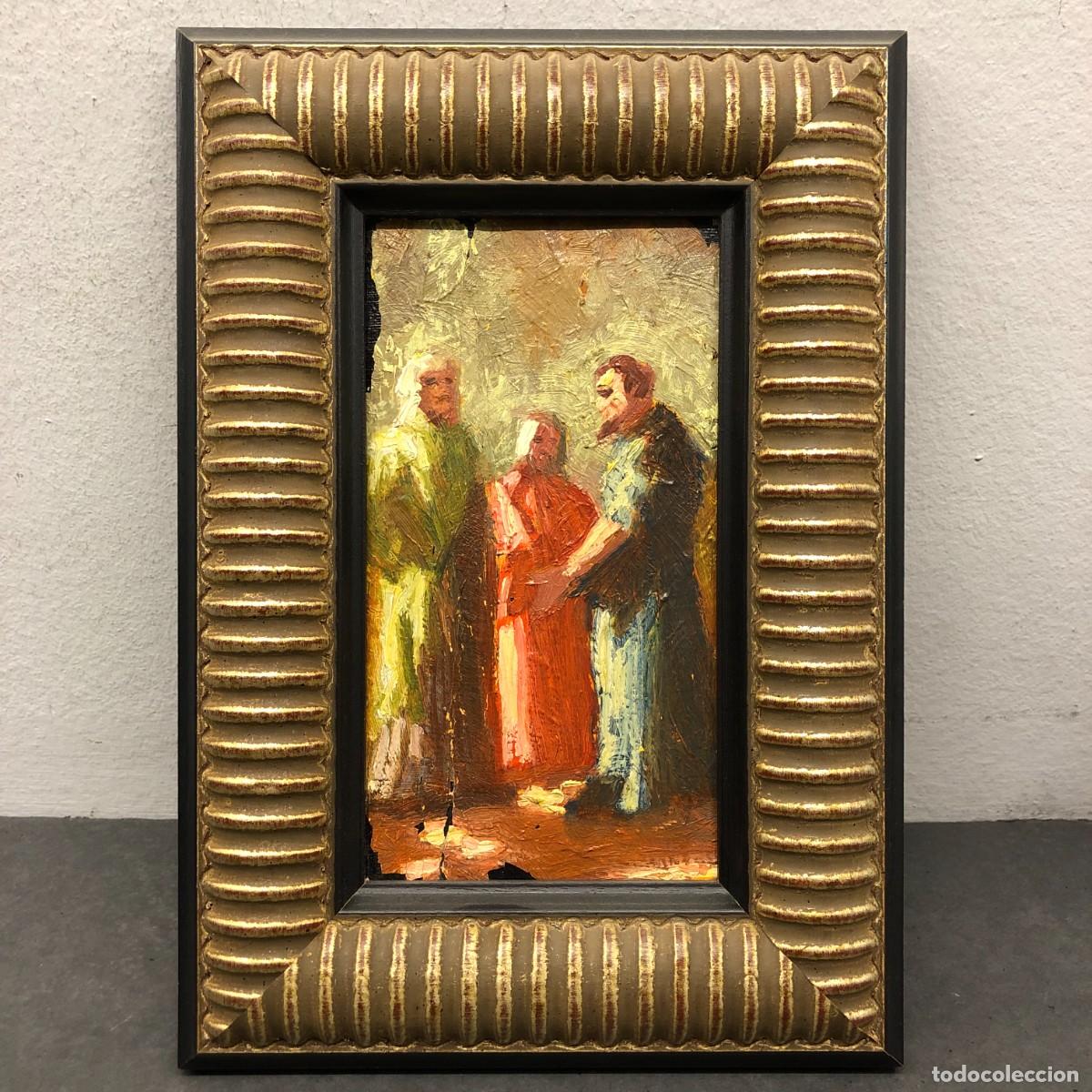 Arte: PINTURA AL OLEO SOBRE LIENZO - CASA I. GUARDIOLA - 21 X 11,5 CM - CON MARCO: 33 X 23 CM / 1719