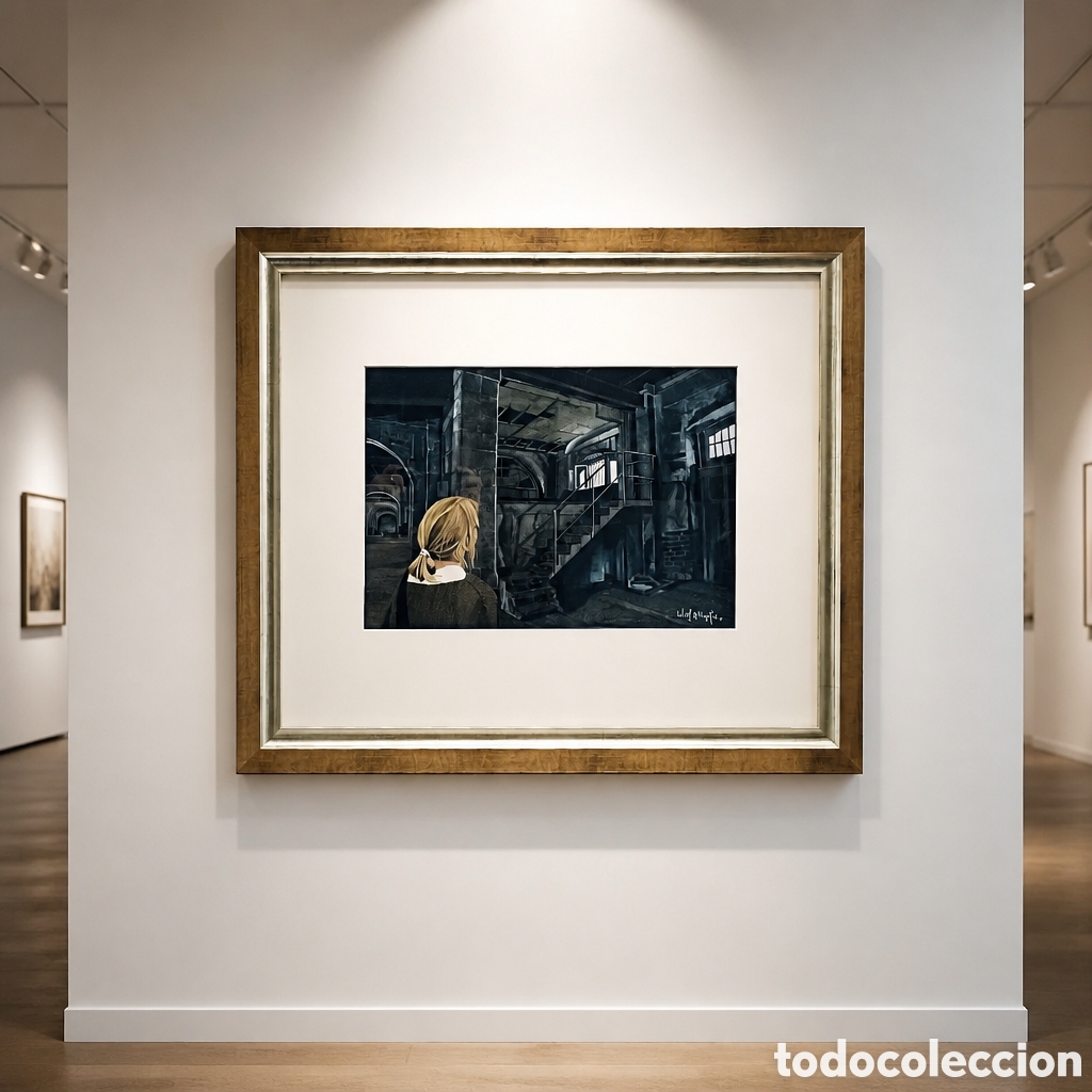 Arte: WOLF-DIETER K&Ouml;PFER.ALEMANIA.TEMPERA SOBRE PAPEL.TITULO&rdquo; MAGAZZINO &rdquo;OBRA 44&times;30 .MARCO 73&times;62