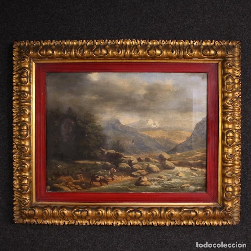 Arte: Pintura italiana, paisaje, firmada y fechada en 1846.