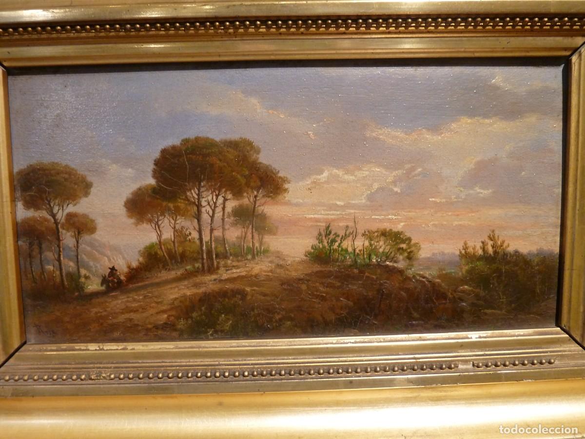 Arte: Juan Roza. Paisaje siglo XIX con pinos firmado