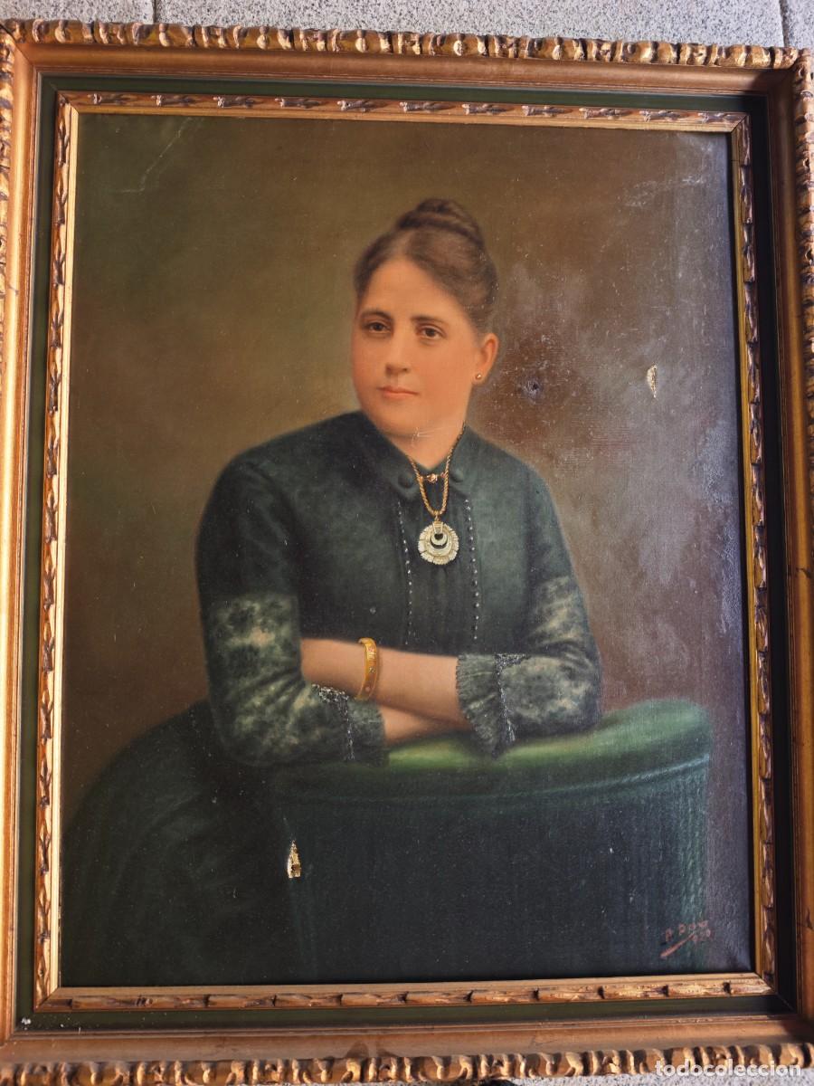 Arte: Oleo retrato mujer fechado 1920 firma por identificar