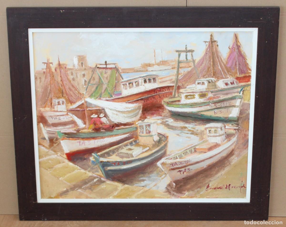 Arte: FRANCESC CARBONELL MASSABE (1928 - ??) OLEO SOBRE TELA. BARCAS EN REPOSO
