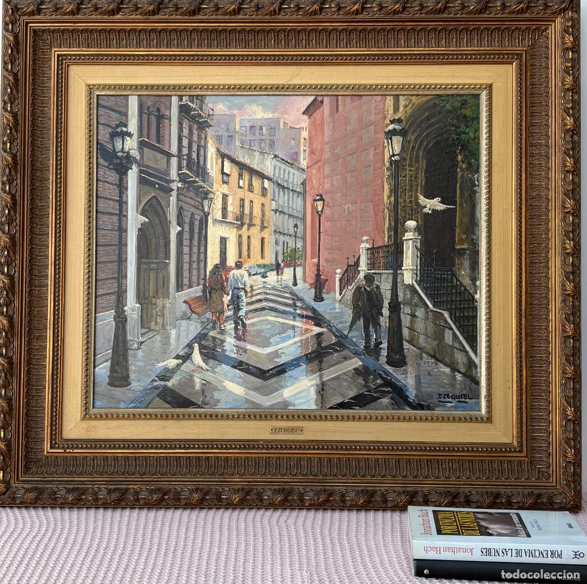 Arte: Ezequiel &ndash; &Oacute;leo sobre lienzo-Calle C&iacute;ster. Lateral de la Catedral de M&aacute;laga