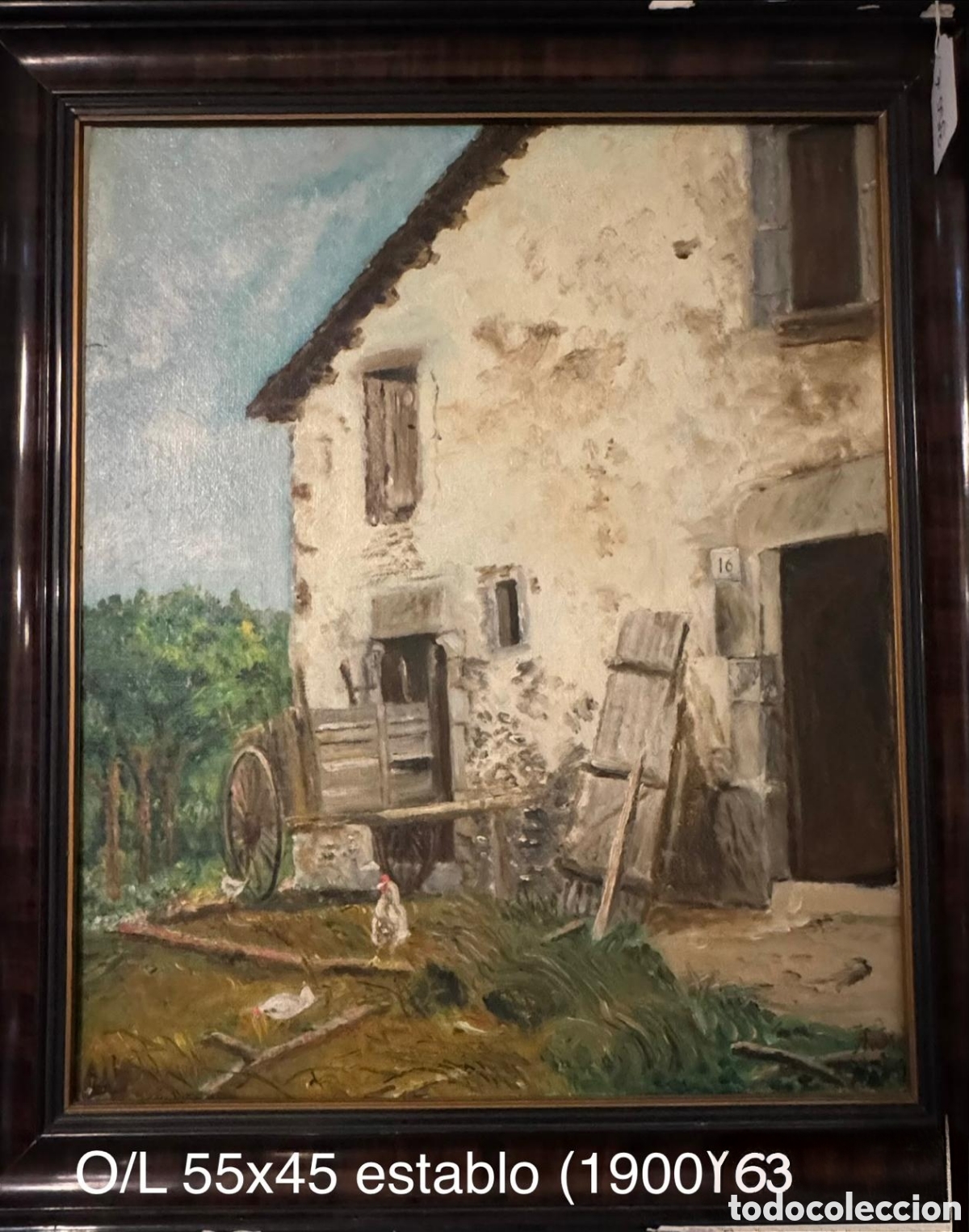 Arte: Antiguo &oacute;leo sobre lienzo ESTABLO