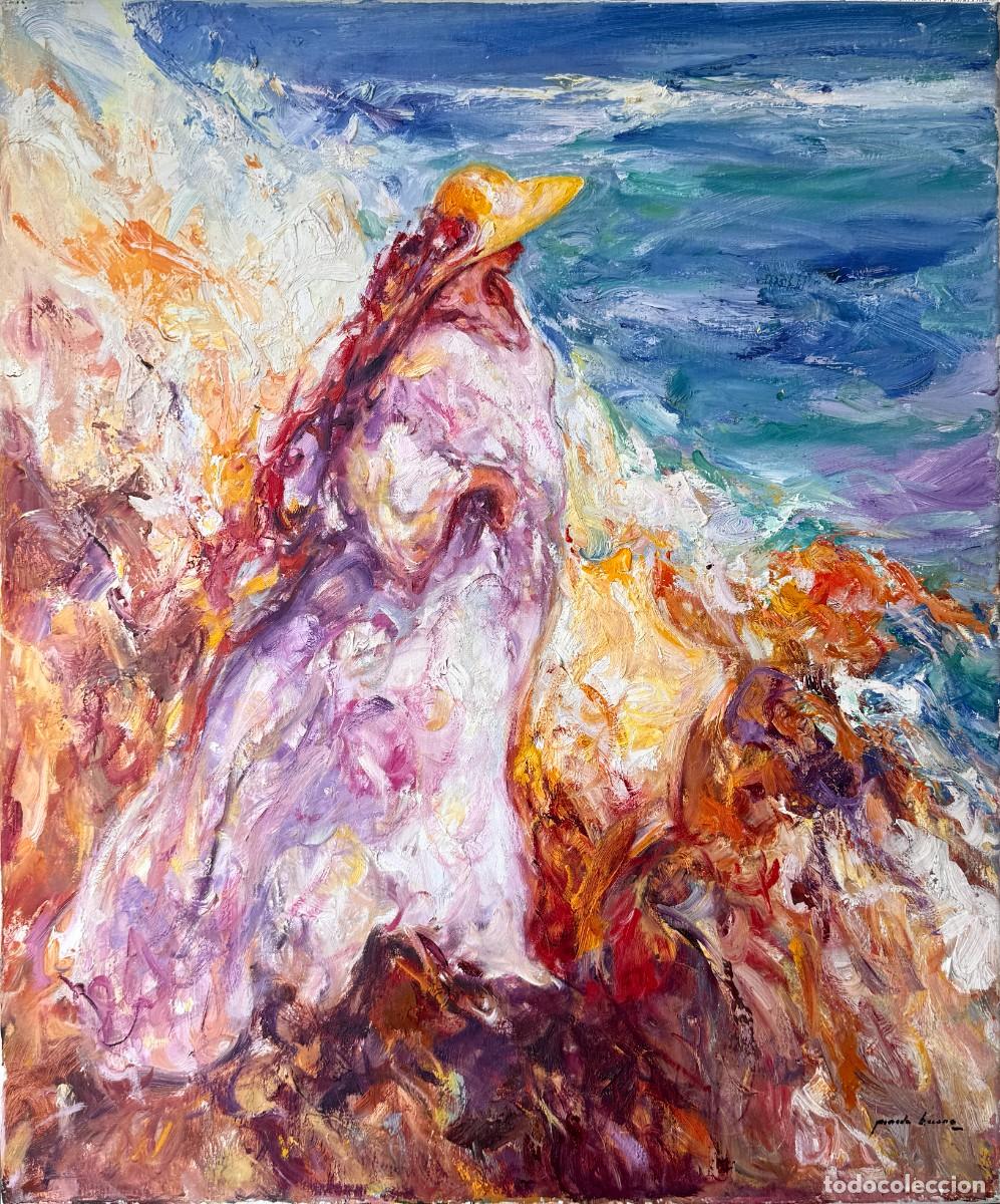 Arte: Jos&eacute; Antonio Pineda Bueno &ndash; Rocas y mar &ndash; &oacute;leo sobre lienzo &ndash; 65 x 54 cm
