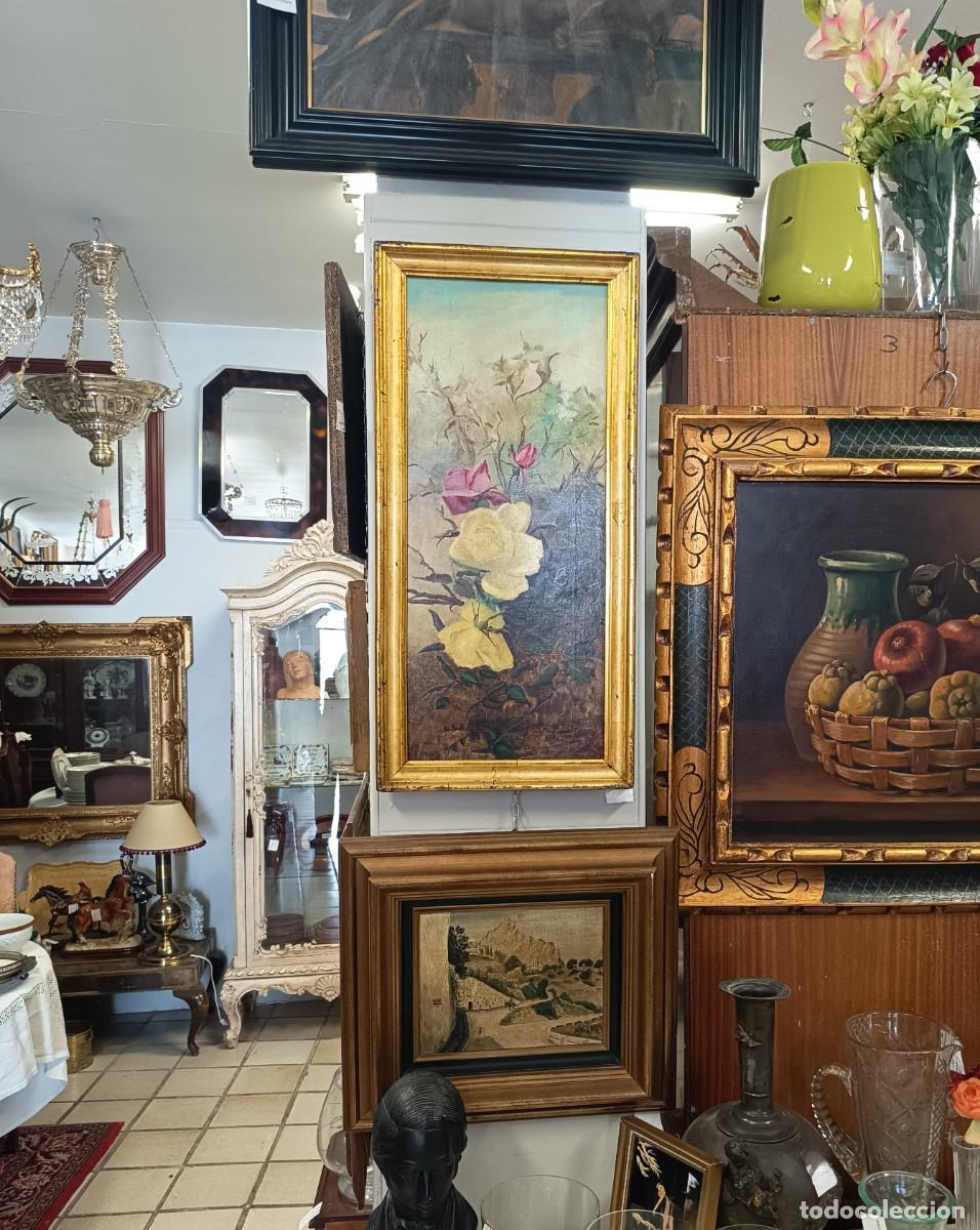 Kunst: Antiguo &Oacute;leo sobre lienzo Rosas