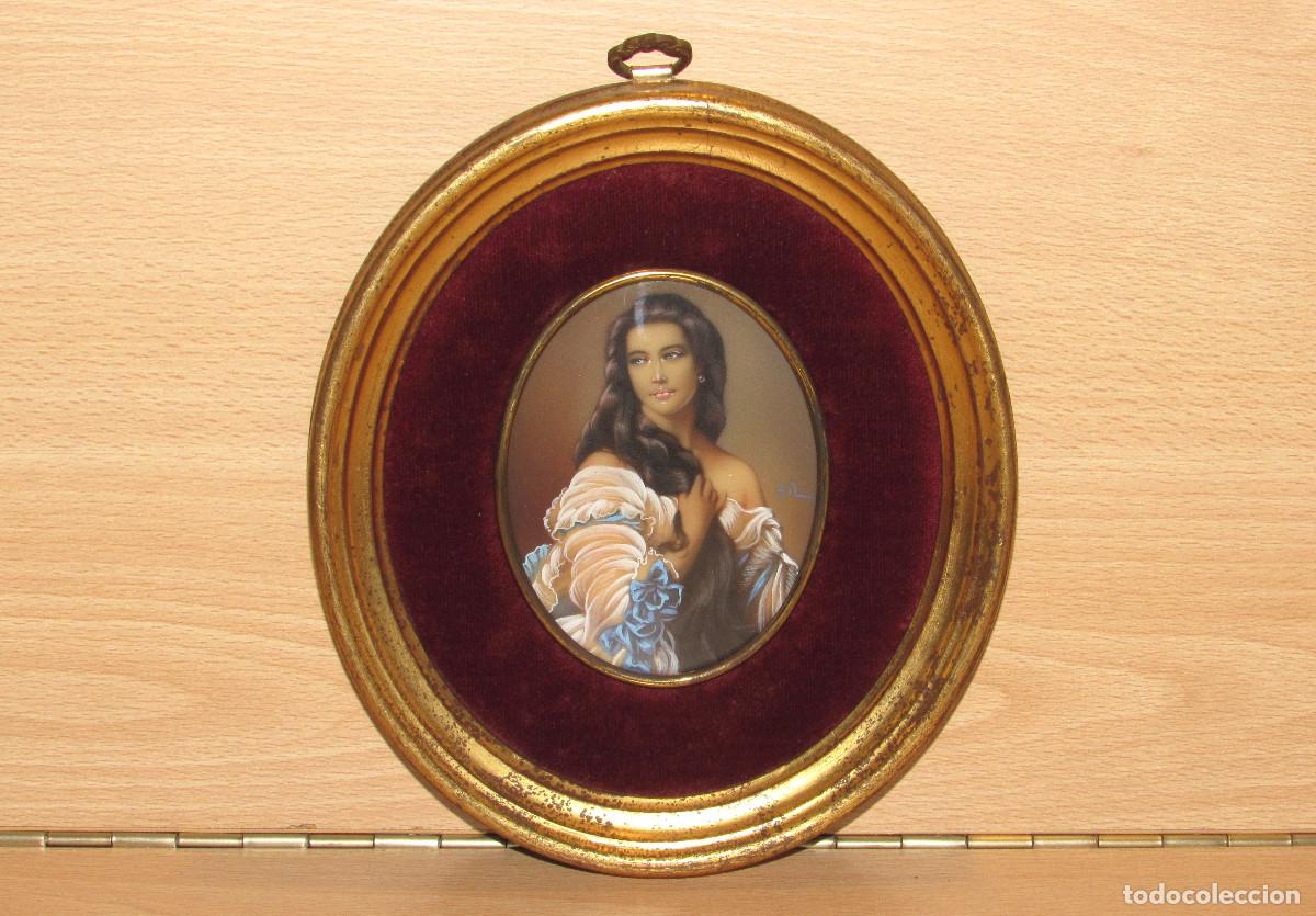 Kunst: Retrato pintura reproducci&oacute;n Madame Rimsky-Korsakov Winterhalter miniatura placa porcelana firmada