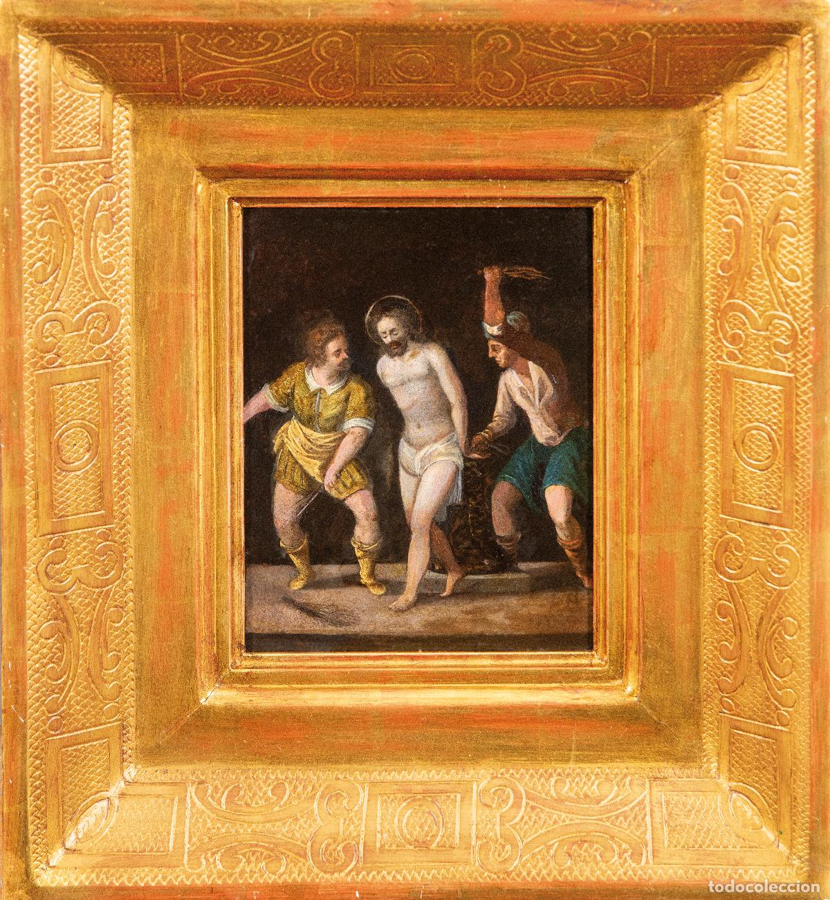 Arte: Flagelaci&oacute;n de Cristo &oacute;leo sobre cobre escuela flamenca del siglo XVII
