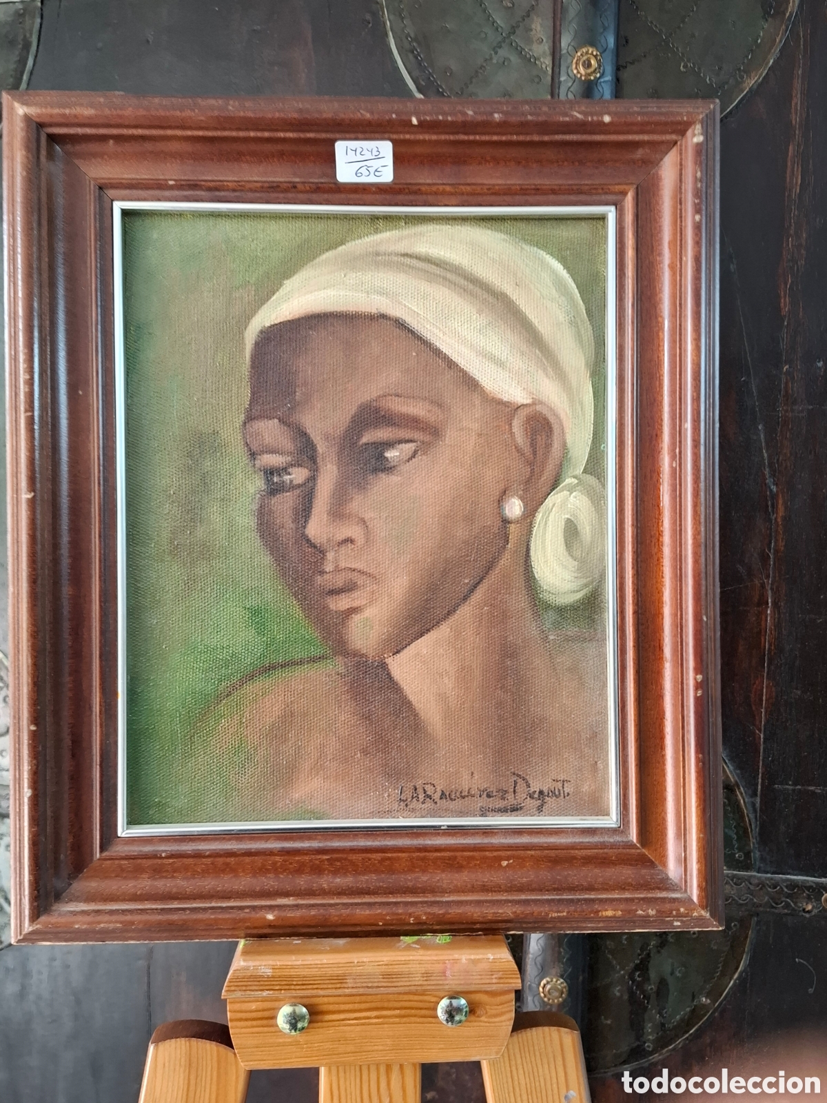 Arte: OLEO SOBRE TELA &rdquo;LA NEGRA ENCARNACI&Oacute;N&rdquo; FIRMADO. Medida total lienzo 25x20. Medida total 33x28