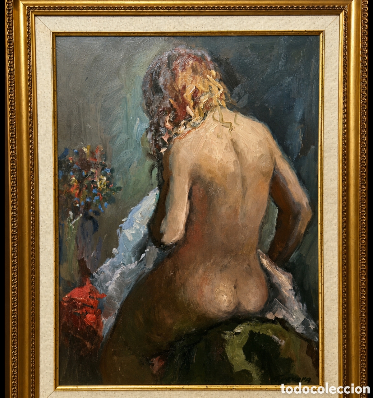 Arte: Jose Guevara (M&aacute;laga 1930-2017) preciosa pintura original desnudo femenino, firmada.