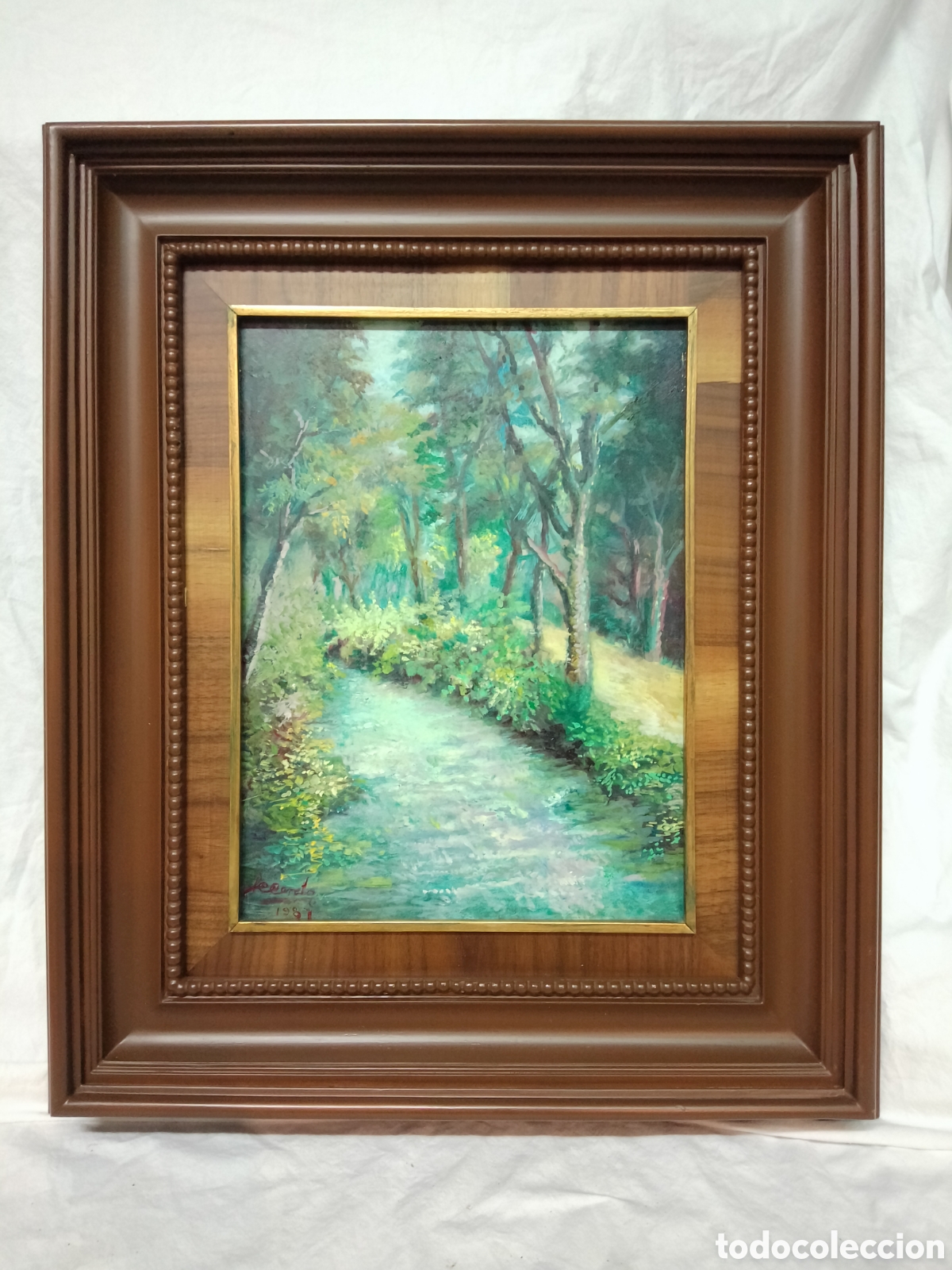 Arte: &Oacute;leo Original LUIS CERDA (1987) Uruapan (M&eacute;xico) - manuscrito trasero(relaci&oacute;n con familia Gallega)