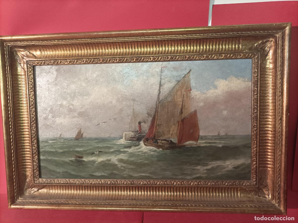 Arte: OLEO SOBRE TABLA , CON MOTIVO MARINA, FIRMA WILLIAM THORNLEY (1857 - 1935)